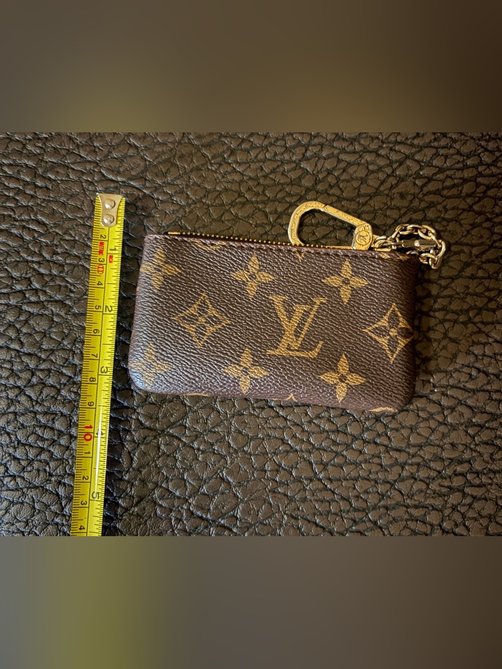 Louis Vuitton Brown Monogram Zip Coin Pouch with Gold Chain - Picture 6 of 8